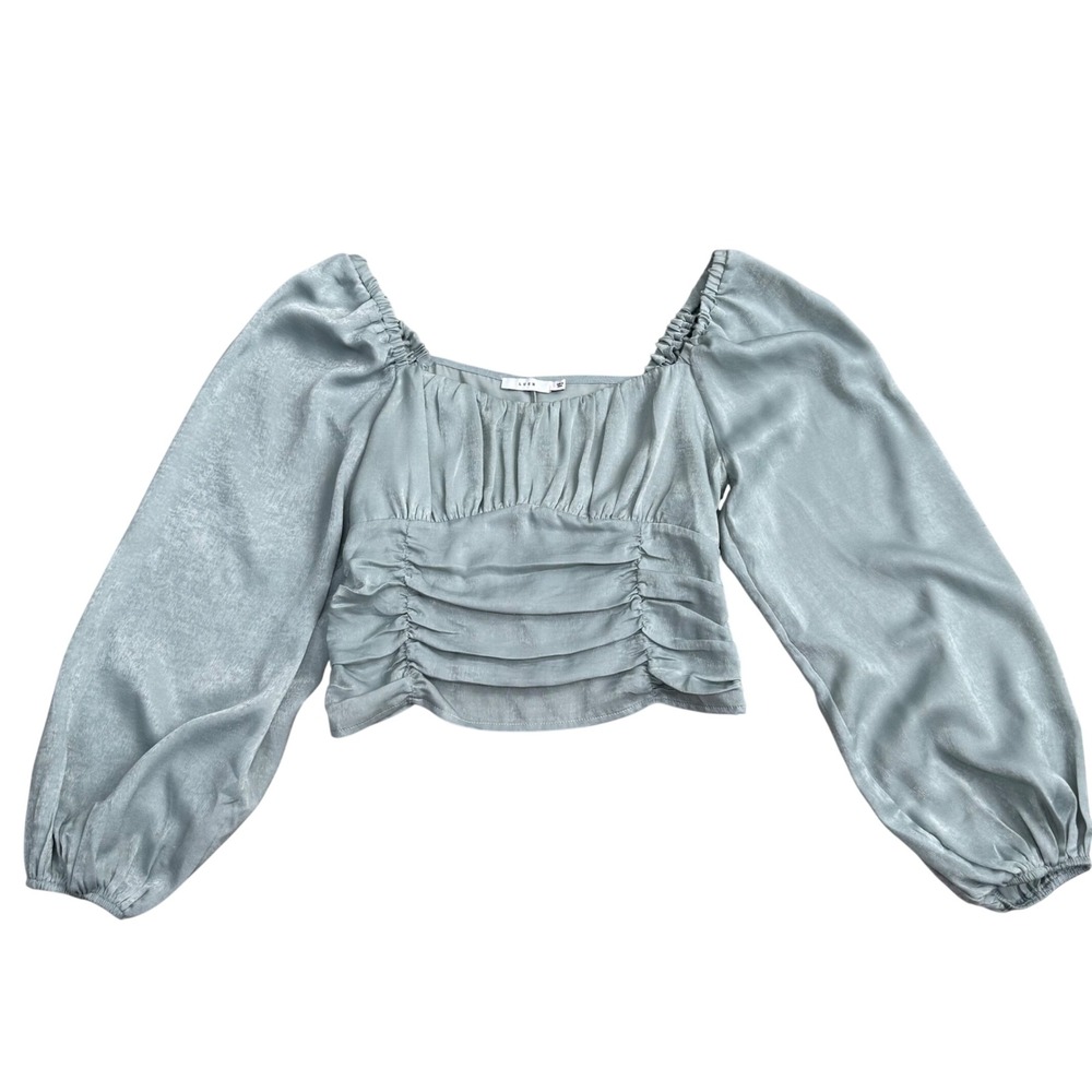 Lush Ice Blue Ruched Square Neck Blouse Womens Large Festival Cottage
Chic Glam